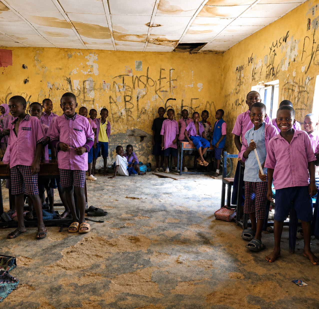 Children with school supplies